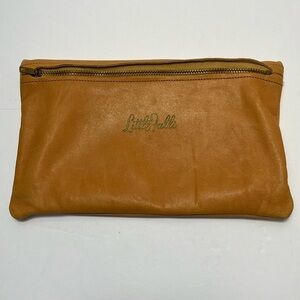Vintage brown little falls leather zip pouch travel‎ luggage coin makeup